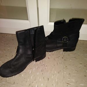 Clarks Leather Moto Ankle Boots Booties